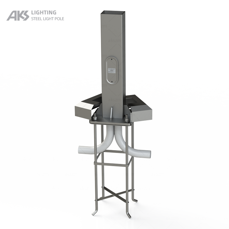 Rectangular hot dip galvanized metal straight light pole